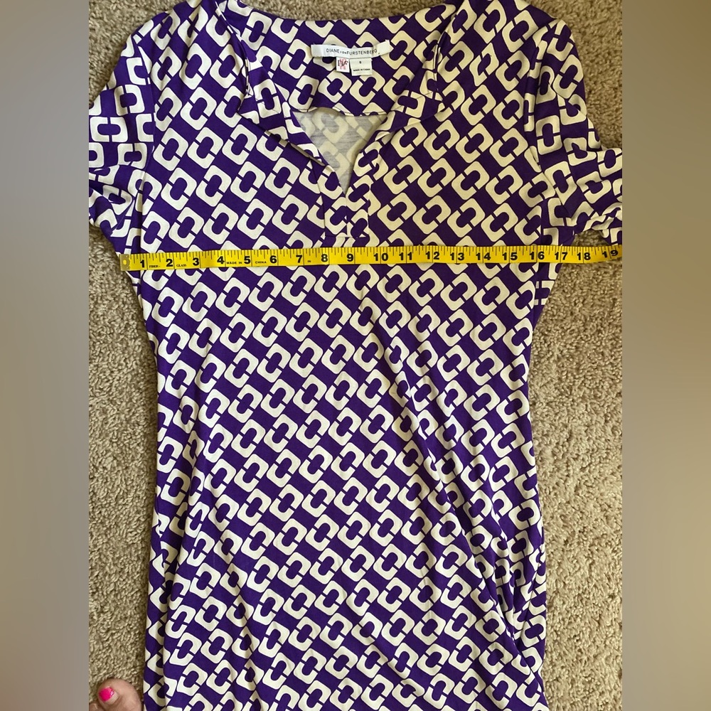 Diane von Furstenberg Purple and White MIDI Dress - Picture 2 of 7